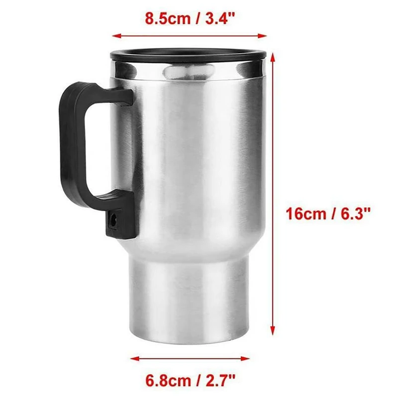 12V 450ml Auto Heating Cup Electric Car Cup Safe Convenient Travel USB Heating Bottle Car Coffee Mug Stainless Steel Thermos Cup