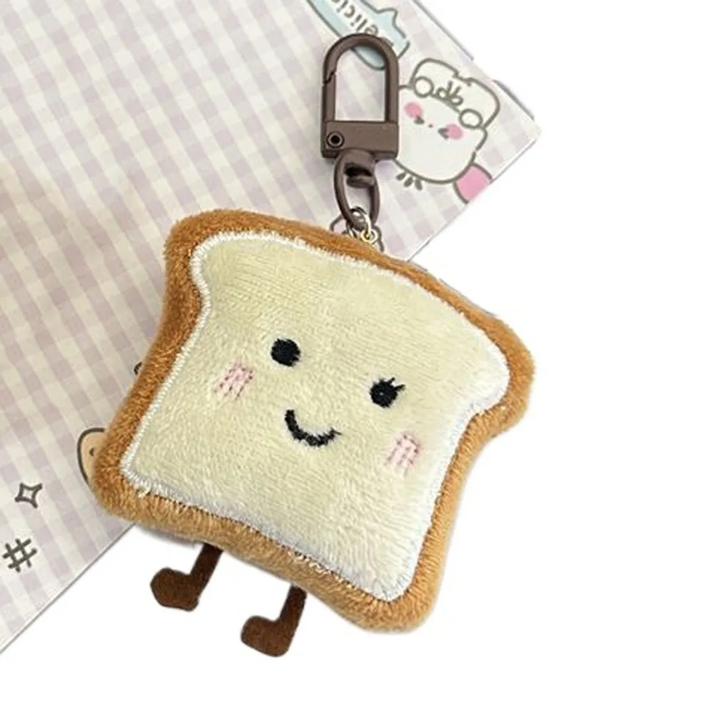 Toast Bread Plush Bread Keychain Soft Decoration Keychain Bread Keyring Bear Cartoon Cute Key Chain Car Key Chain