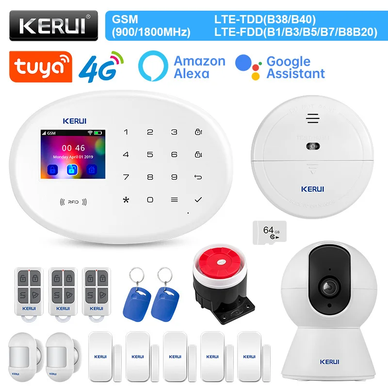 

KERUI W204 4G WIFI GSM Alarm Tuya Smart Home Kit Alarm System 3MP IP Camera Security System Motion Sensor Detector Door Sensor