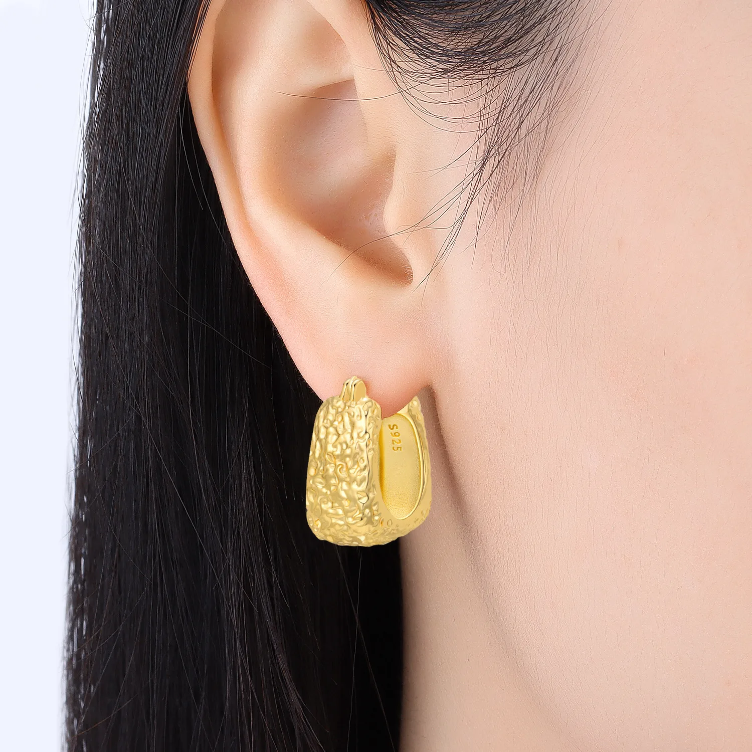 

Cycuff 925 Sterling Silver Artistic Texture Square Design Earrings Silver Hoop Earrings For Women Jewelry Original Party Gifts