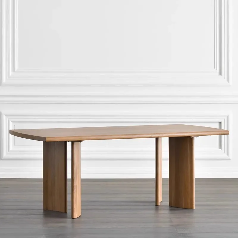 

French retro dining table solid wood home large desk wabi wind ash wood rectangular log desk workbench