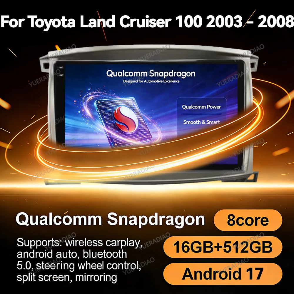 Android 17 Car Radio For Toyota LAND Cruiser 100 2002 - 2007 Bluetooth Car Radios BT 4G WIFI 2DIN Multimedia Stereo Video Player