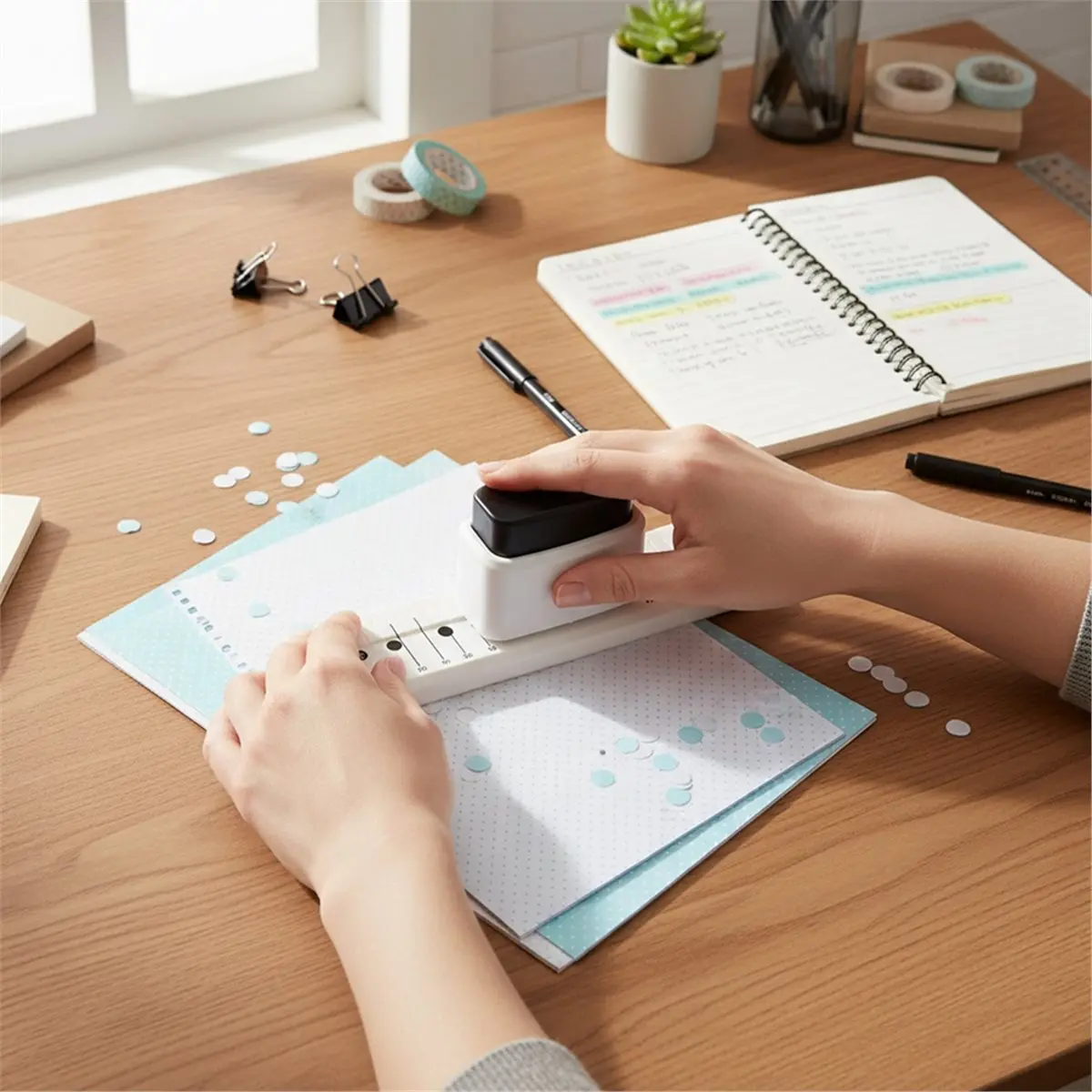 Portable 5mm Mini Hand Account Hole Puncher 3-Hole DIY Scrapbook Paper Punch School Supplies Plastic Hole Punch Black