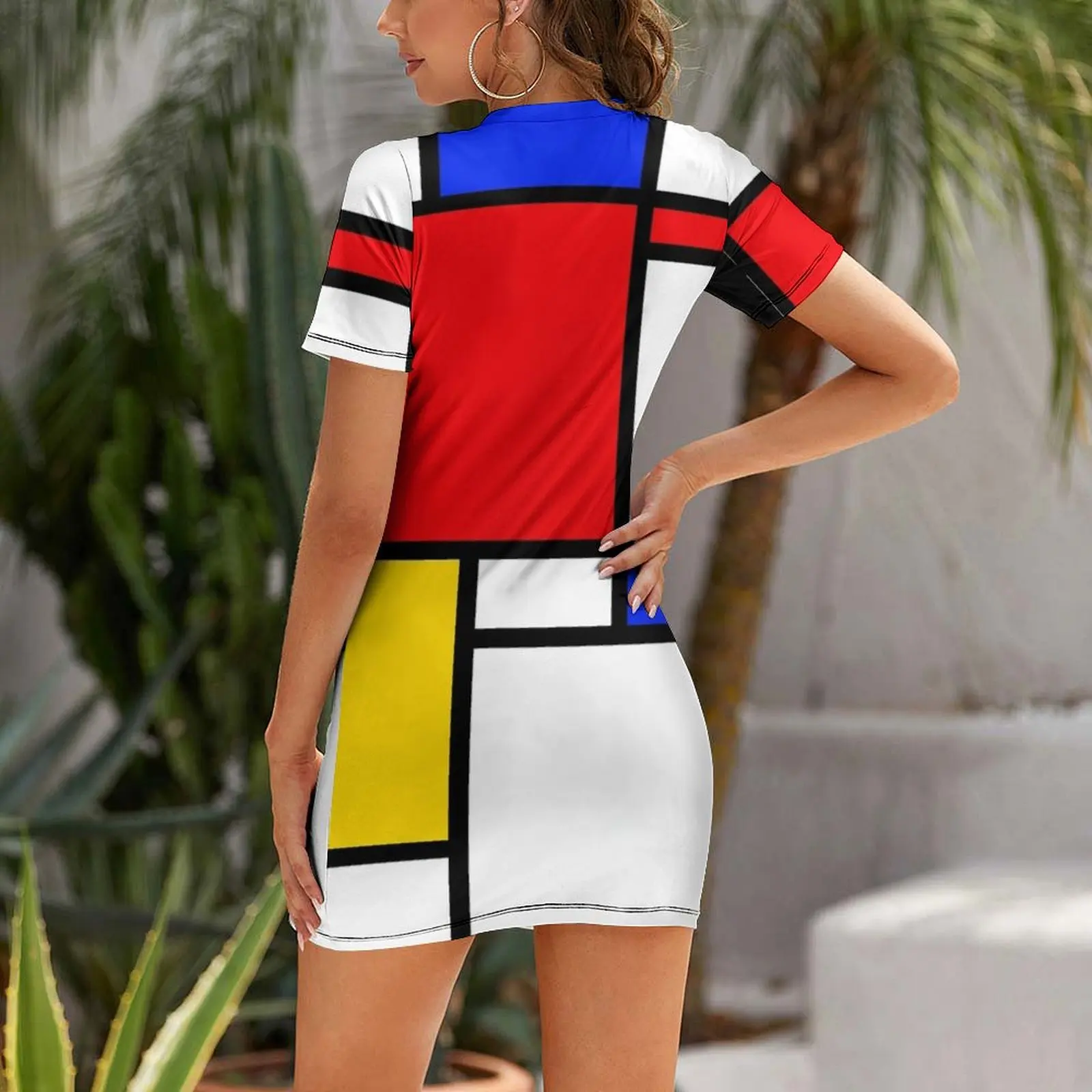 Mondrian Short Sleeved Dress Elegant gowns african dresses for woman Woman fashion