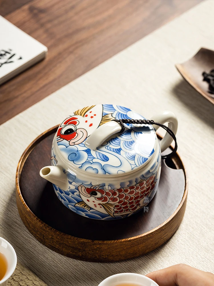 Chinese Style Large Mouth Teapot Good-looking Teapot Household Ceramic Chinese Style Single Teapot Kung Fu Tea Set
