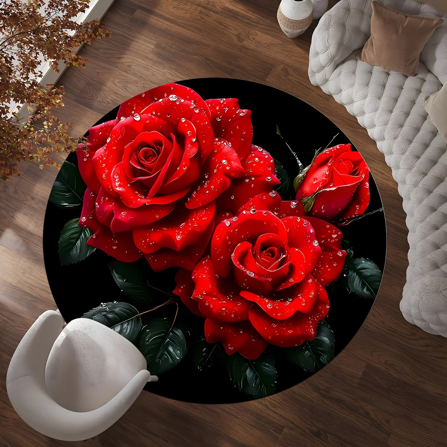 

Коврик YXDDY Red Rose Round Mat - 2D с плоским принтом, нескользящий, толщиной 0,47 дюйма, мягкий, для прихожей, гостиной, спальни, кофейни