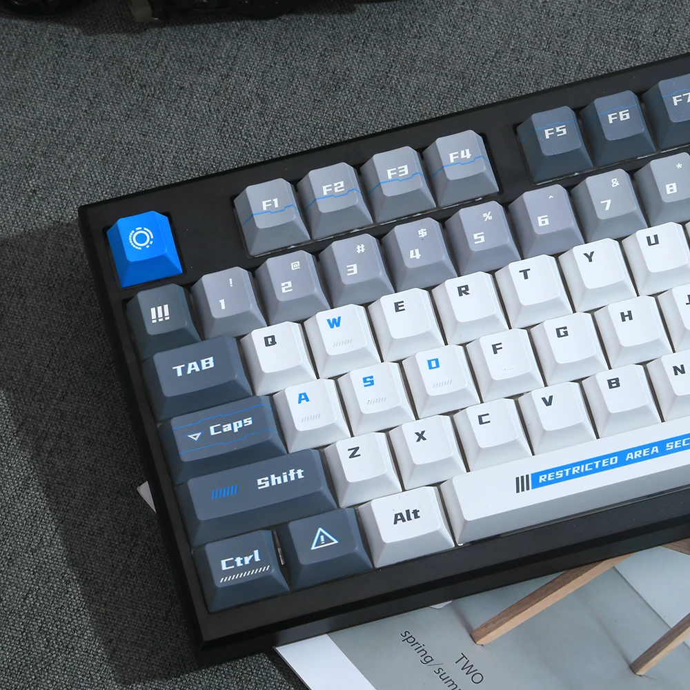 Cherry Pbt Simple Gray Keycaps Secret Theme Simple Style Gray And White 2.25/2.75U Space Bar Alice Layout Keycaps
