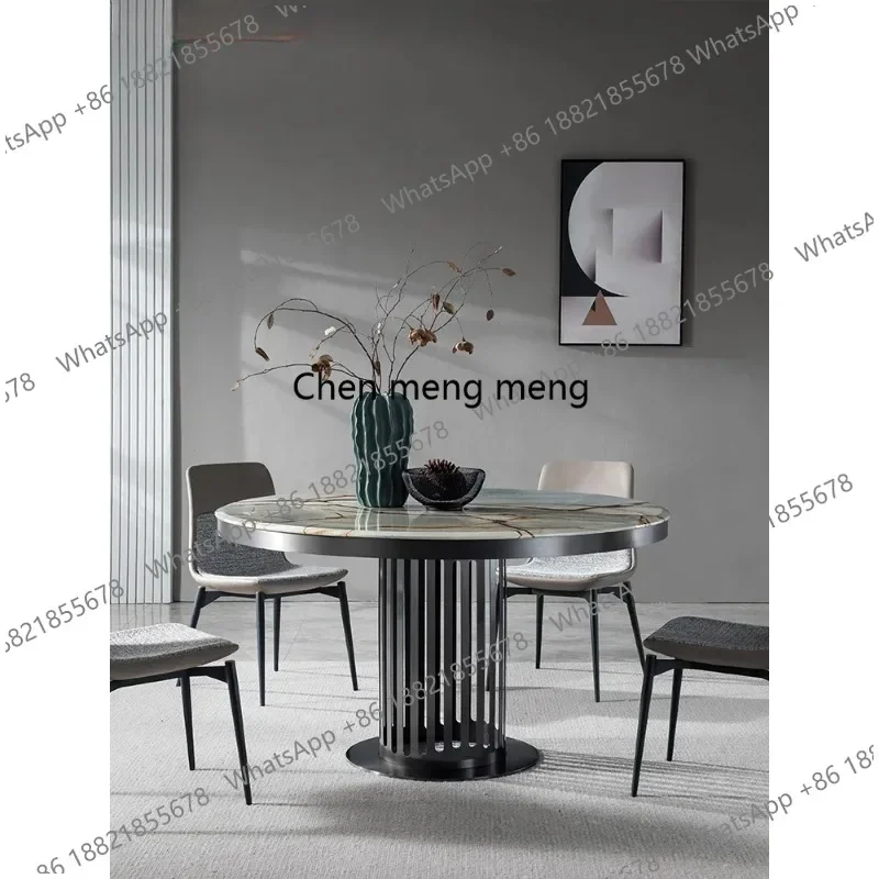 Q178 Italian light luxury stone round dining table modern minimalist household natural marble high-end restaurant dining table