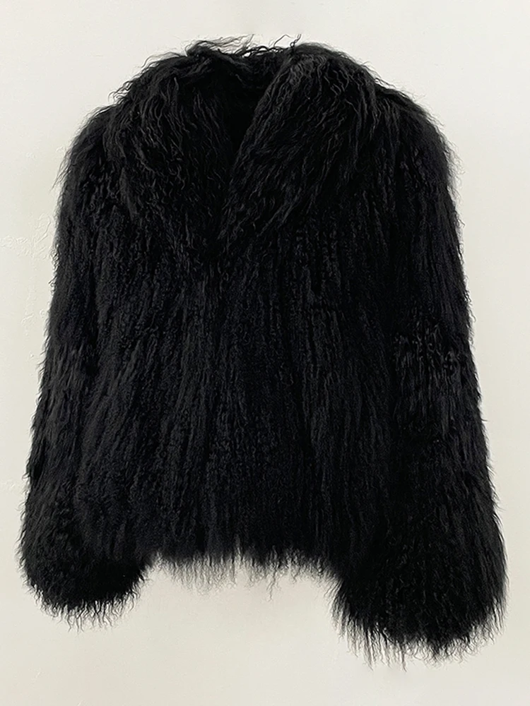 

2025 New Women Natural Mongolia Sheep Fur Jacket Winter Clothing Fashion Warm Elegant Long Sleeve Real Fur Coat Female