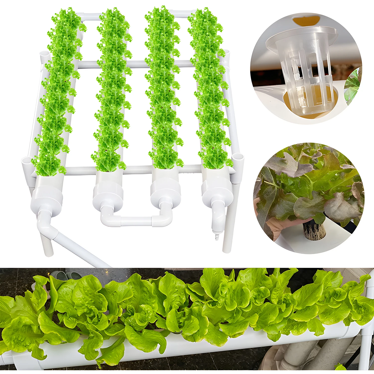 Hydroponics Growing System Kits 36 Sites PVC-Pipe Hydroponic Garden Vegetables Planting Tools