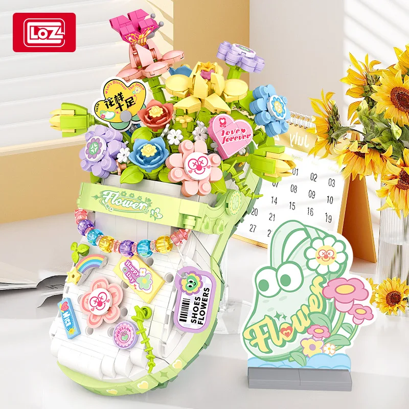 

LOZ-1350 Fancy pea shoes Fancy pea shoes model assembly table creative decoration for girls and children building blocks toys