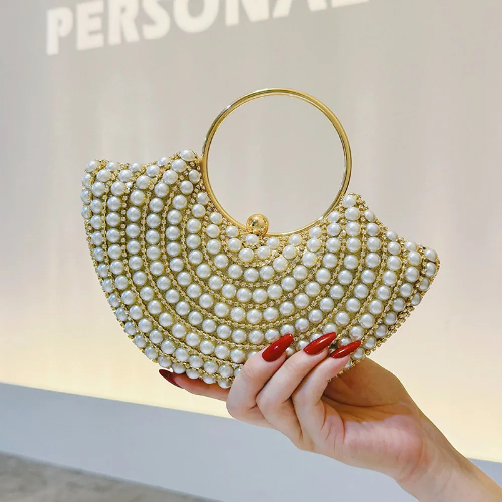 

Luxury Diamond Pearl Evening Bags For Women Chain Shoulder Crossbody Bags Elegant Party Wedding Clutch Ladies Dinner Bag
