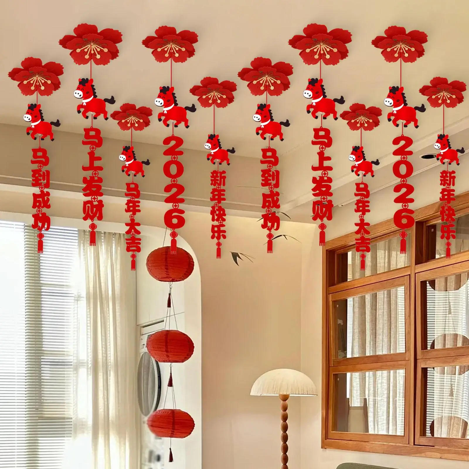 Chinese New Year Decorations 2026 Lunar Year Fabric Tassel Pendant for Festival Ceiling Decor and Party Events view 6