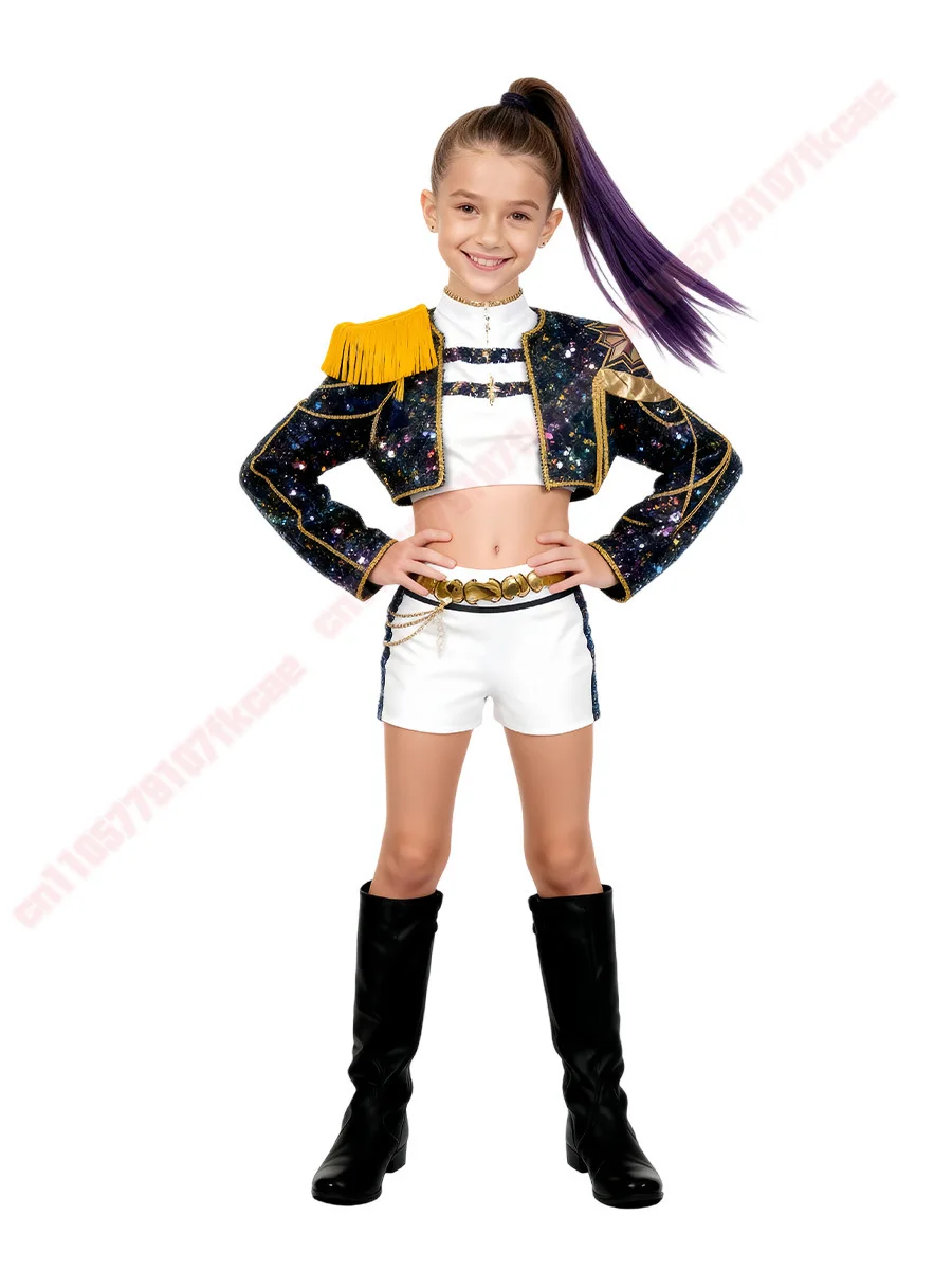 2025 Children Zoey Mira Rumi 3D Print Cosplay Costume Halloween Carnival K-Pop Hunters Girl Group Idol Role Play Dress Up Outfit