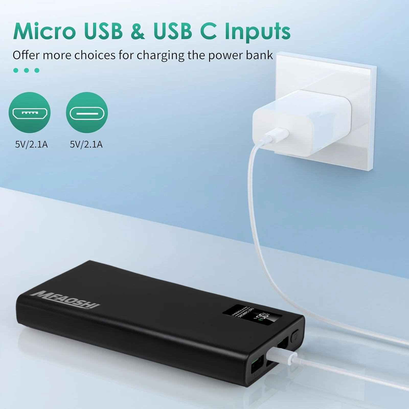 MFAOSHI  10000 mAh Portable Power Bank,  Ultra Slim Phone Charger Compatible with iPhone 16/15/14/13/12,Android Phone etc