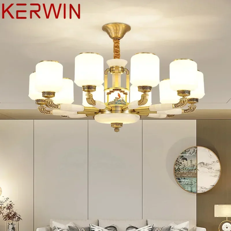 KERWIN Contemporary Luxury Brass Pendent Lamp  Chinese style Living Room Dining Room Bedroom Villa Hotel Sample Room Chandelier