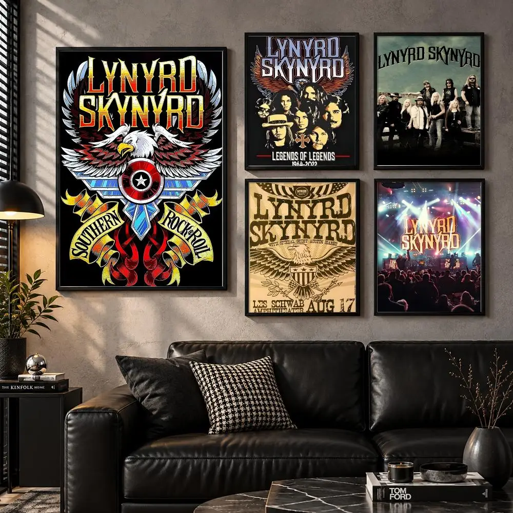 Lynyrd Skynyrd 70s Southern Rock Guitar Band Poster Self-Adhesive Unframed Fashion Wall Prints for Office & Home Decor