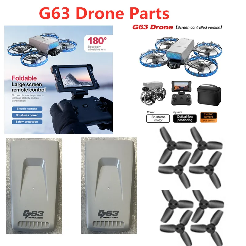 G63 Drone 3.7V 1300Mah Battery Blades G63 RC Drone Battery G63 Remote Control Drone Spare Accessories Parts USB Line Propeller