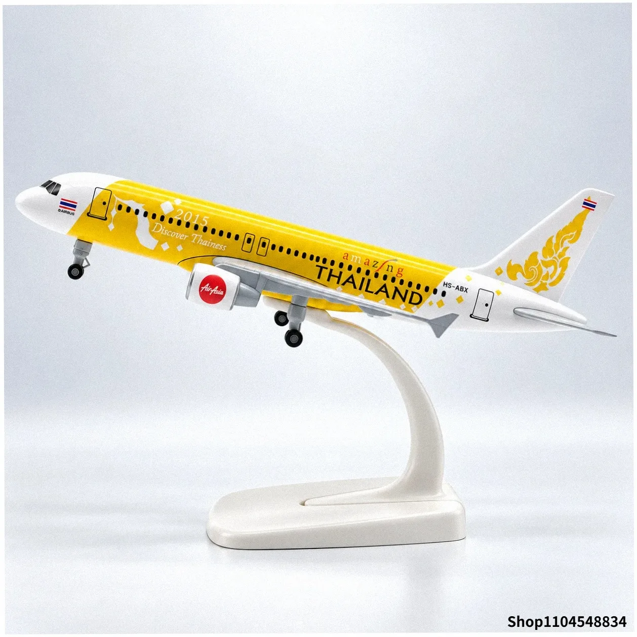 Airbus A320 Thai Yellow Airlines Metal Plane Model 20cm with Stand Landing Gear Collectible Gift Aviation Collection Desk Decor