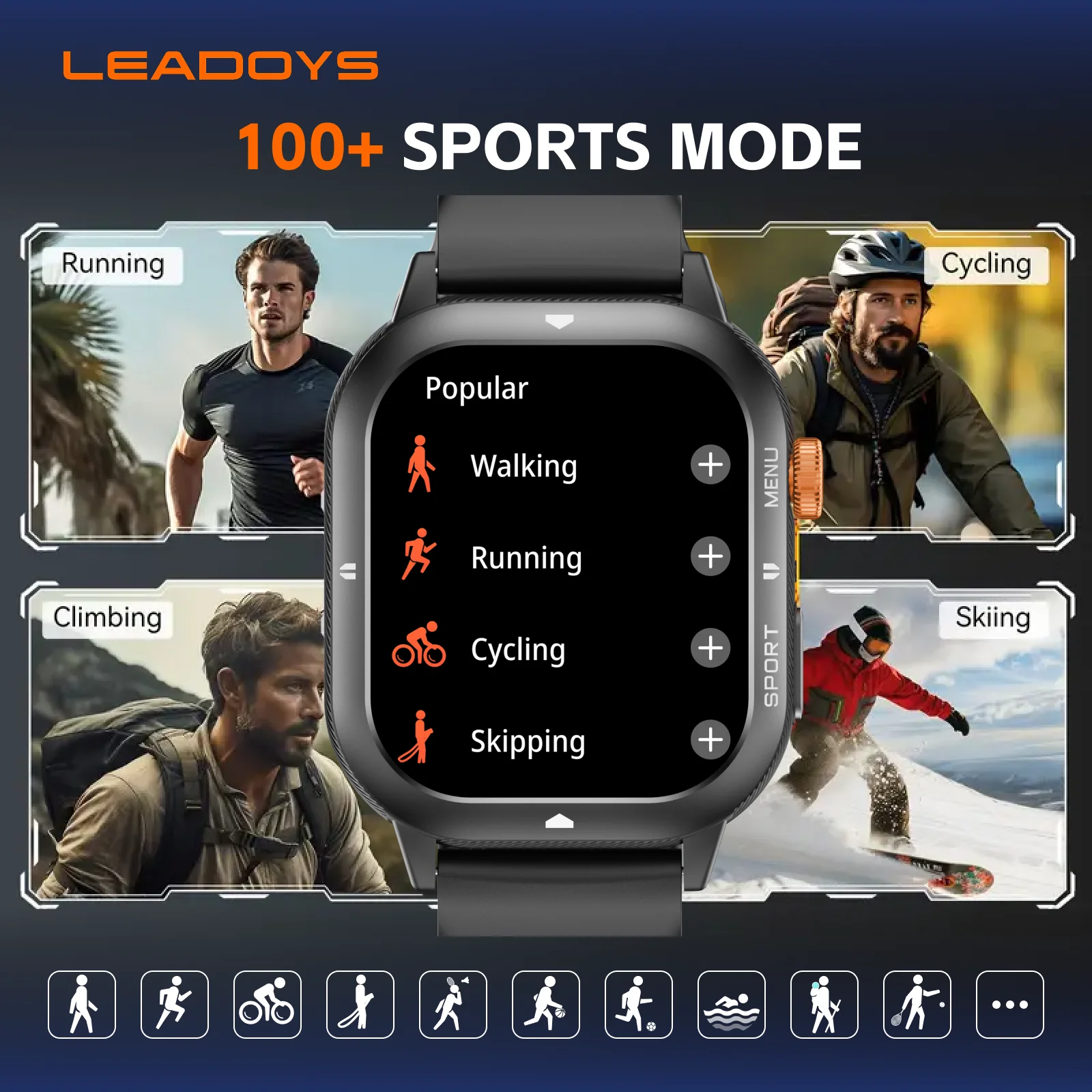 LEADOYS C30 Smartwatch 1.95 Inch HD Display, Slim Lightweight, All-Day Heart Rate Tracking, 10ATM Waterproof, One Key Call,