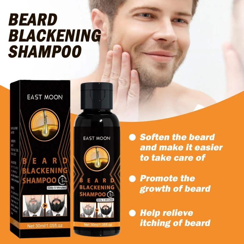 Shampoing colorant naturel pour barbe, shampoing noircissant pour cheveux gris blancs inversés