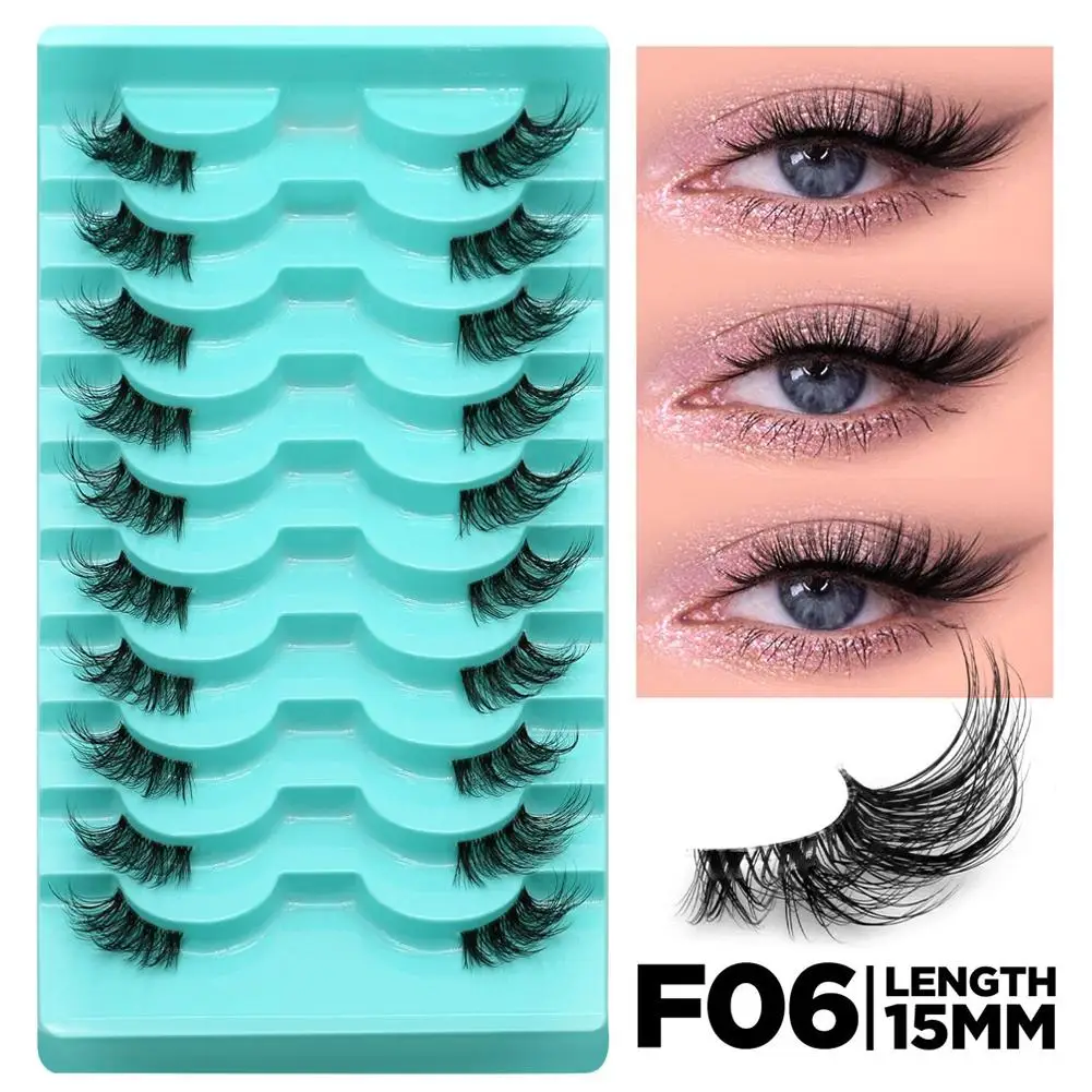 

10 пар накладных ресниц (13-15-19 мм), натуральные, легкие, эффект «кошачий глаз», прозрачная основа, пушистые, из искусственного меха норки, для повседневного макияжа