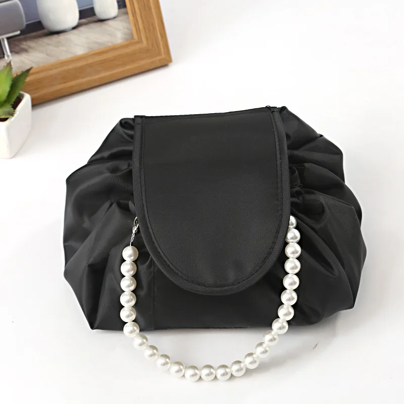 Drawstring Cosmetic Bag Travel Storage Pearl Makeup Bag Organizer Female Make Up Pouch Portable Waterproof Toiletry Beauty Case