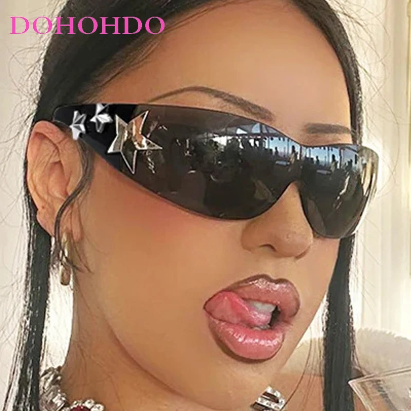 

Luxury Brand Designer Vintage Y2K Punk Rimless Sunglasses Women Men Fashion Trendy Eyeglasses Travel Driving Windproof Goggles
