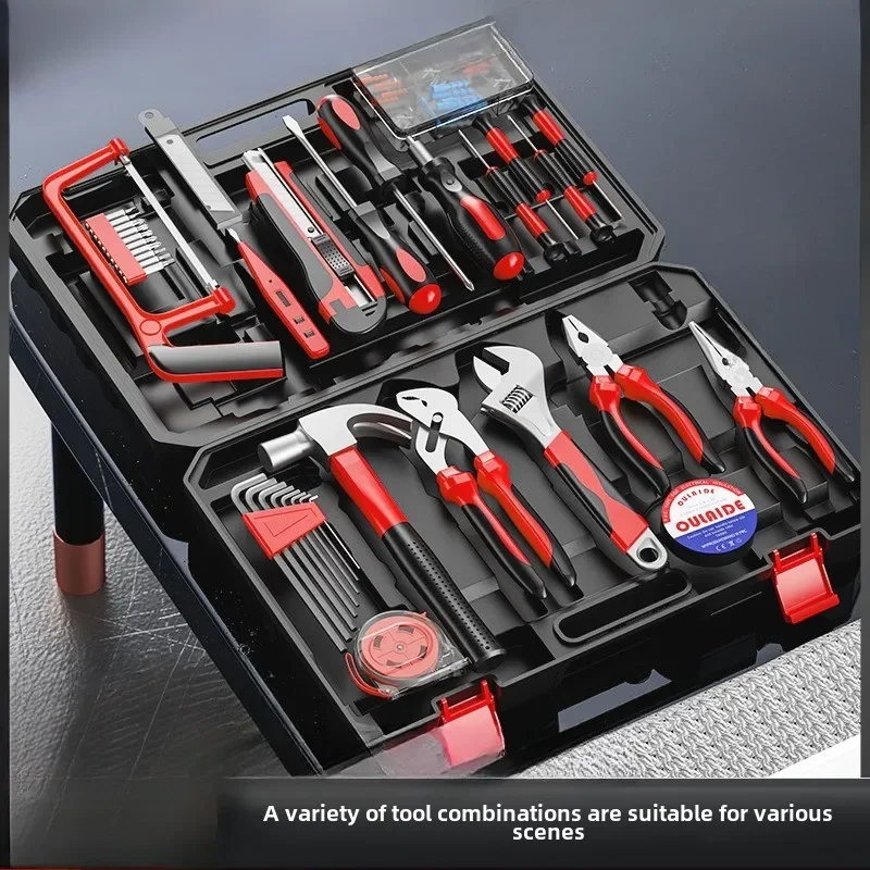 Home Tool Kit - Complete Toolbox, Hand Repair Set with Portable Case, Wrench - Perfect Gift for DIY Enthusiasts, Men & Women-Red