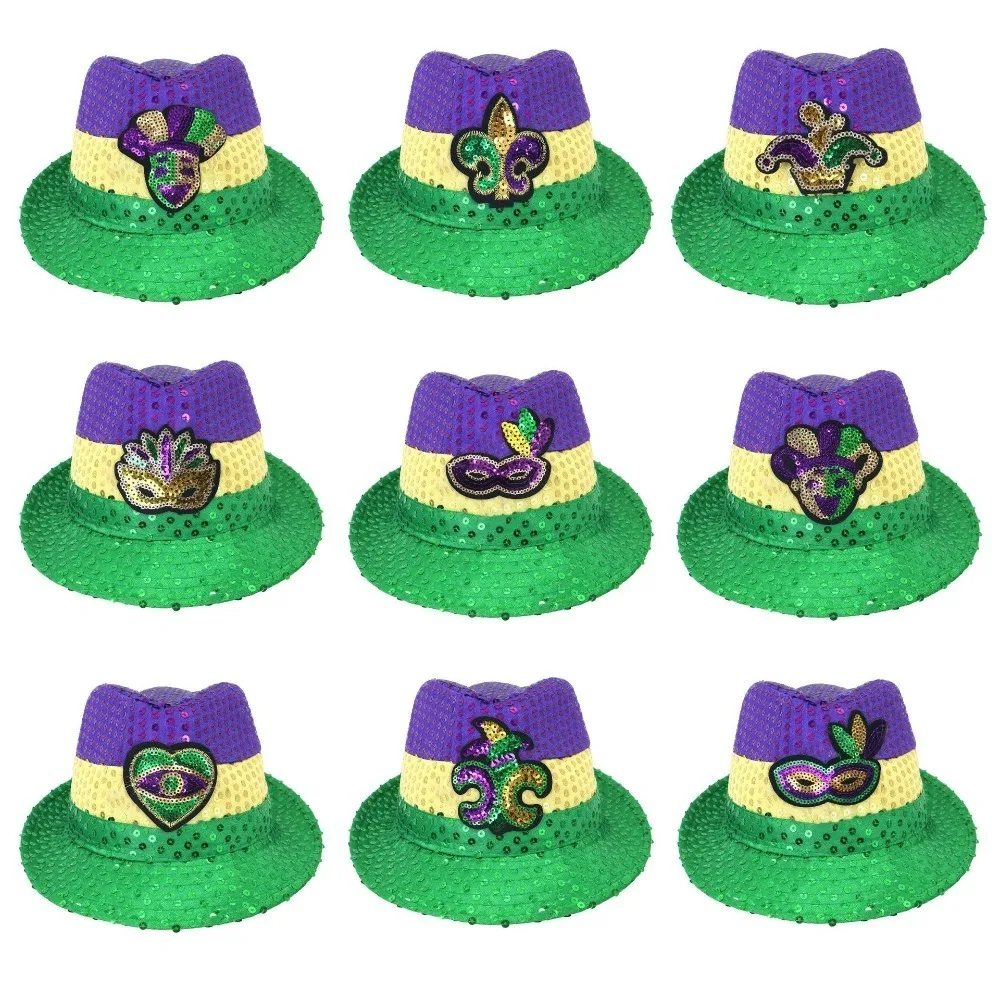 Nuevo Sombrero de Jazz de Hip Hop con purpurina, sombreros de Carnaval de Hip Hop con lentejuelas, gorra de cubo para Cosplay,