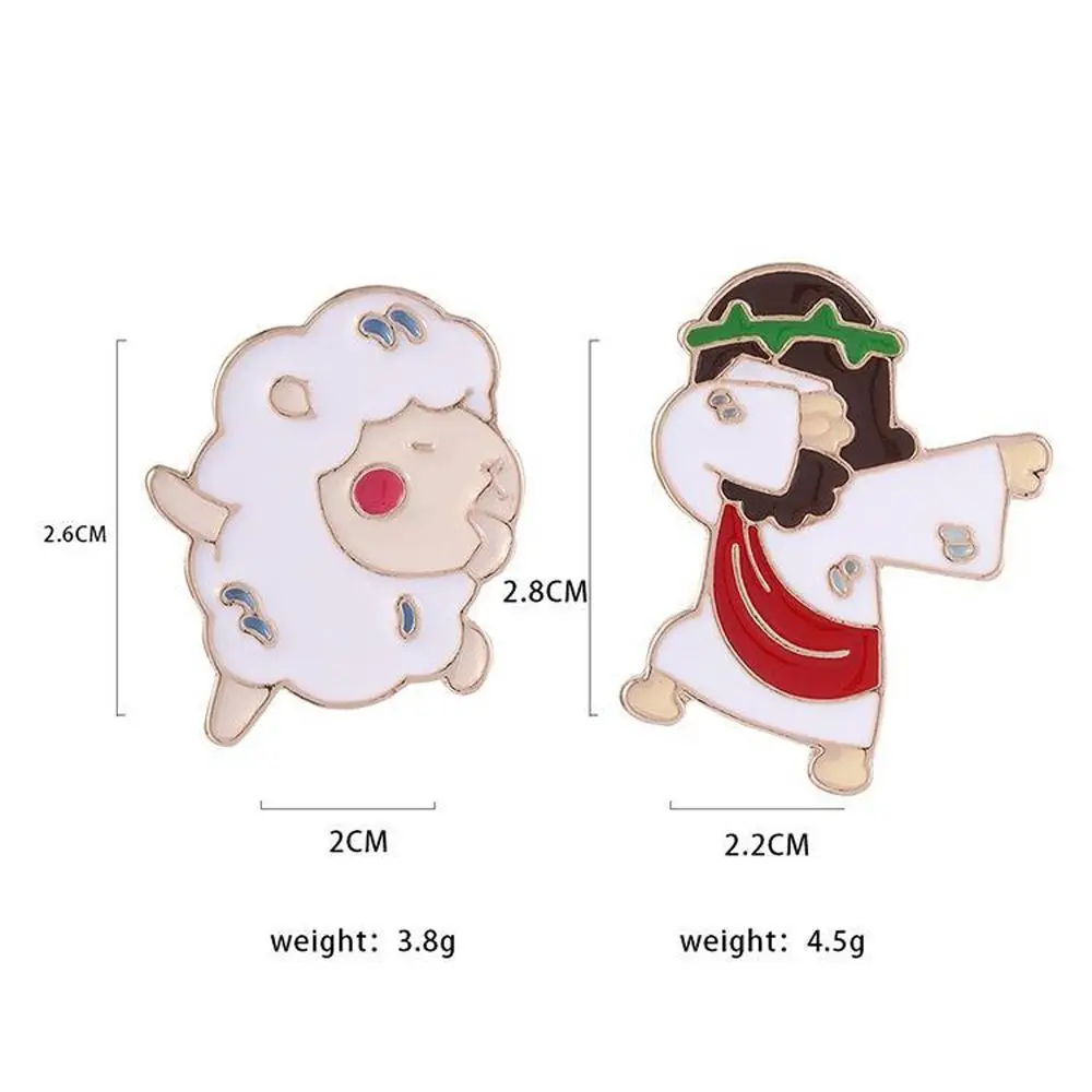 الجينز الأغنام الصغيرة يسوع المسيح دبابيس غنيمة الرقص الأصالة قميص التلبيب دبابيس سعيد لطيف المينا دبابيس زوجين نمط