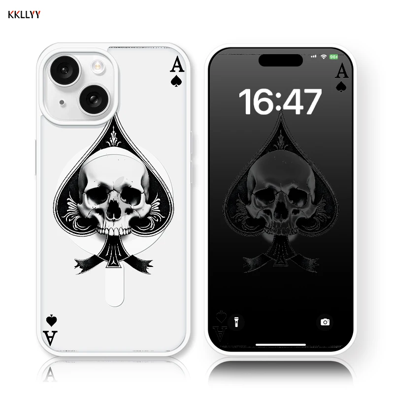 

Акриловый магнитный чехол для телефона iPhone 16E/15/14/13 Pro Max/12/XR, чехол для телефона с принтом, череп, противоударный, праздничные подарки