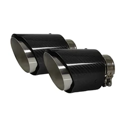 1 Pcs Universal Car Carbon Fibre Tail Throat Stainless Steel Burnishing Twill Glossy Muffler Exhaust Nozzle Tip