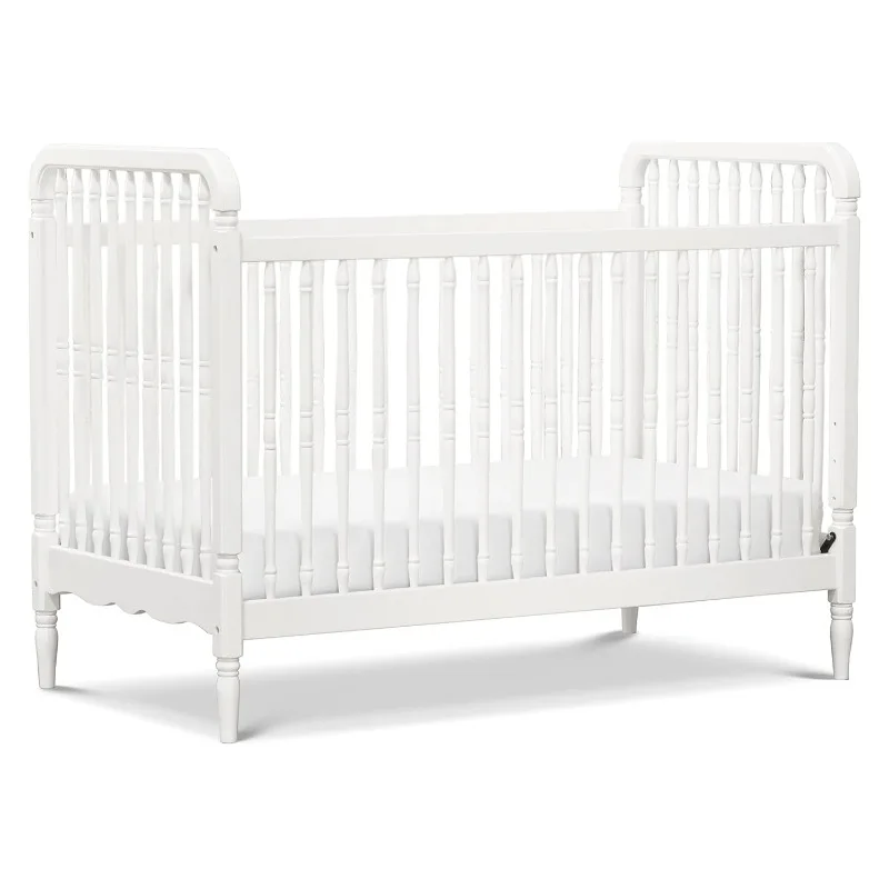 Namesake Liberty 3-in-1 Convertible Spindle Crib with Toddler Bed Conversion Kit in White, Greenguard Gold Certified