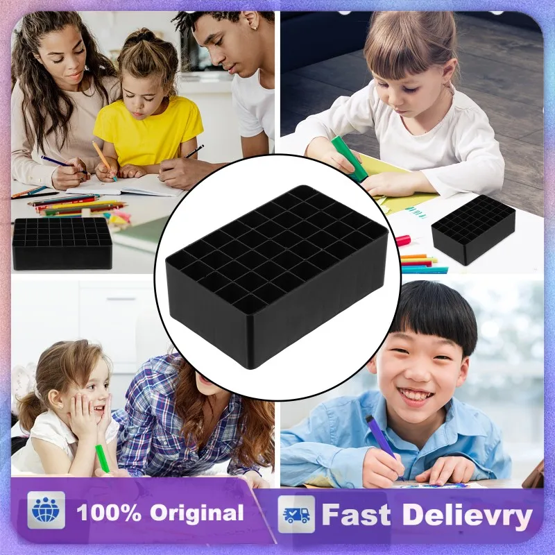 

4pcs 40 Holes Mark Pen Holder Pp Storage Box Desk Organizer Lightweight Solid Color Pens Container Holder For