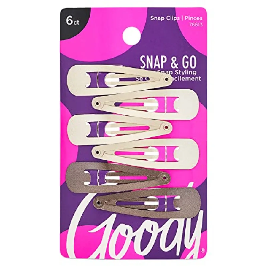

Металлические контурные зажимы Goody Snap Go, 6-кратные зажимы для блондинки для повседневного использования, идеально подходят для всех типов волос, включая толстые тонкие завитки