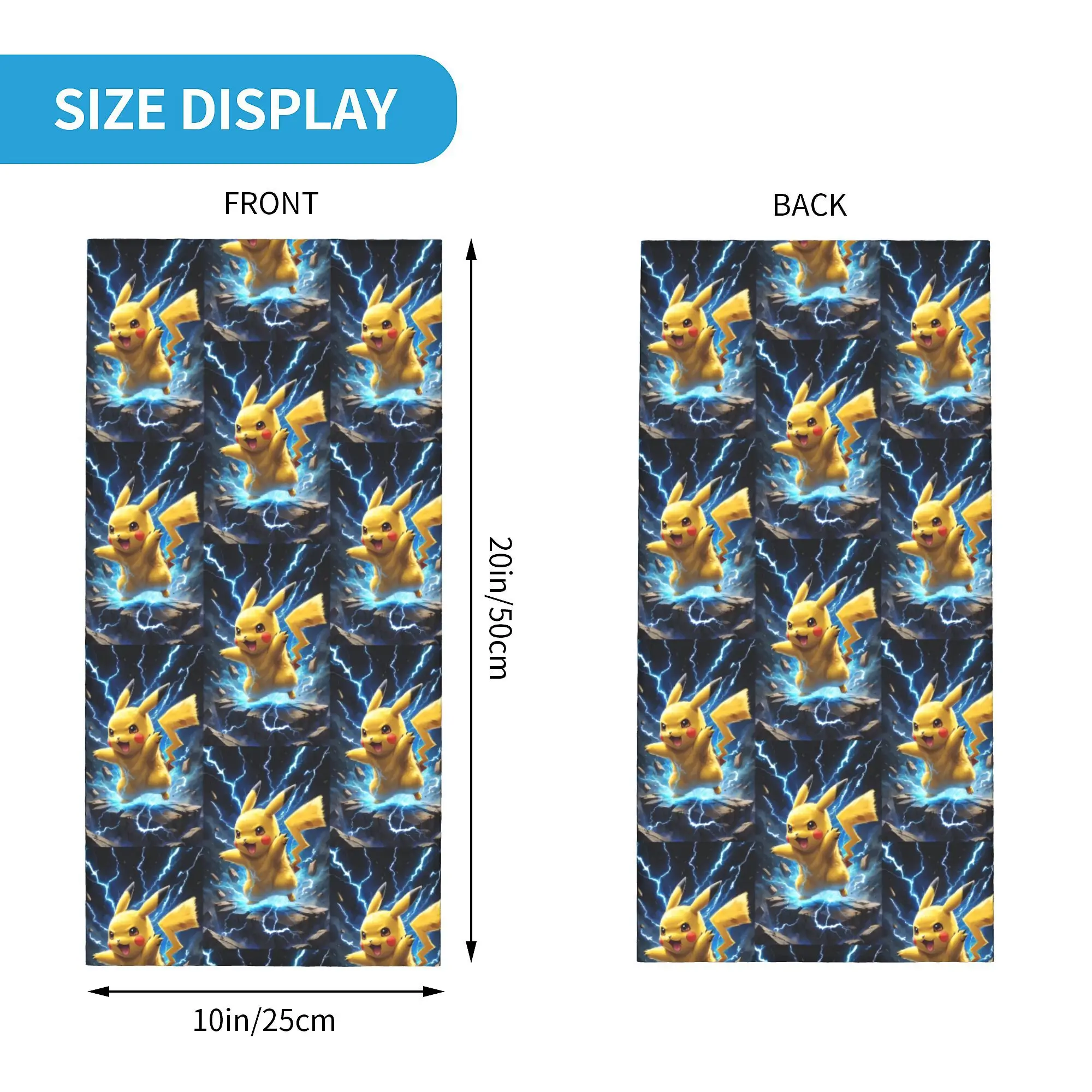Custom P-Pikachues Flashing Lightning Winter Headband Neck Warmer Women Men Hiking Camping Tube Scarf  Face Bandana Gaiter