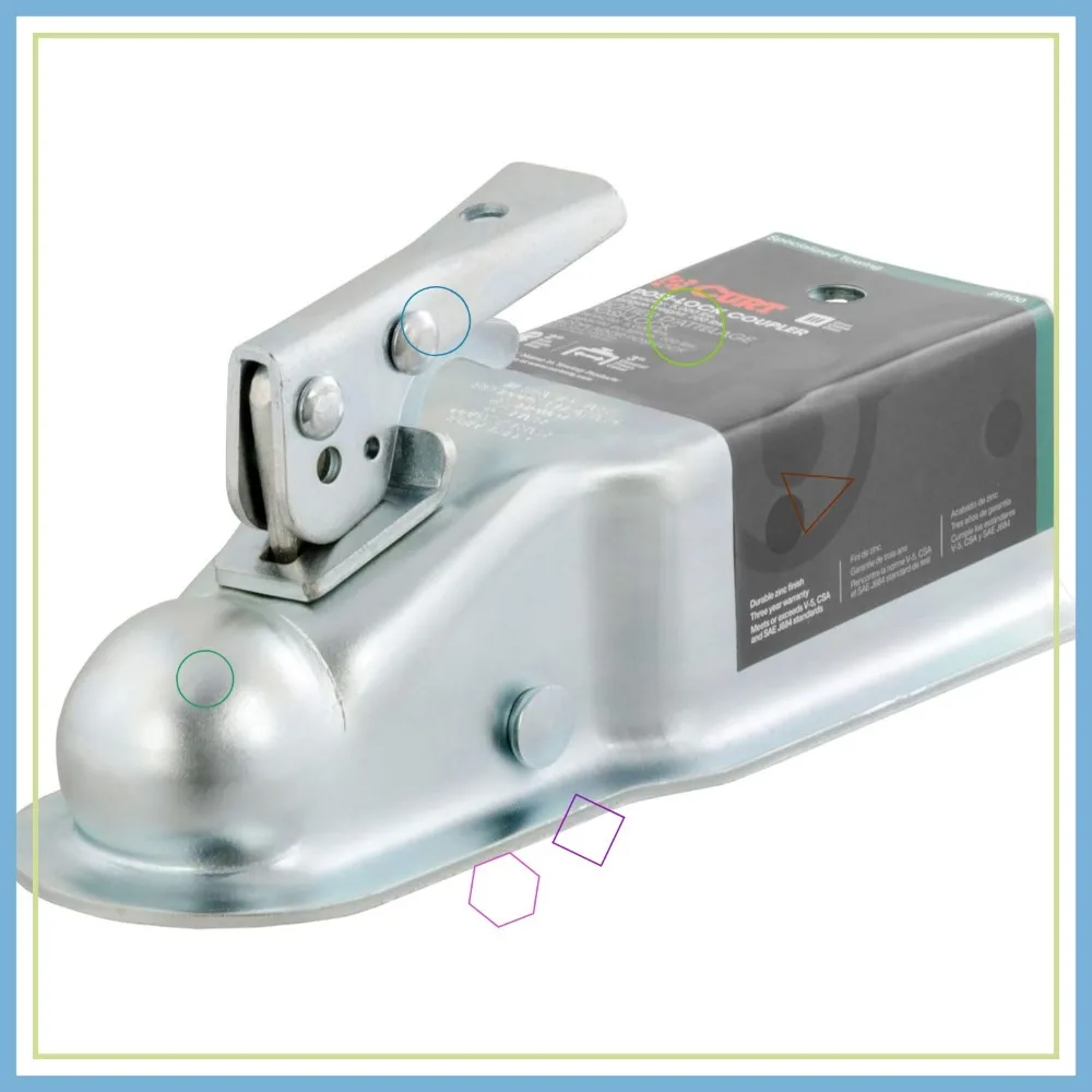 

3-дюймовая канальная муфта прицепа для 2-дюймового шарика сцепного устройства, грузоподъемность 5000 фунтов, оцинкованная