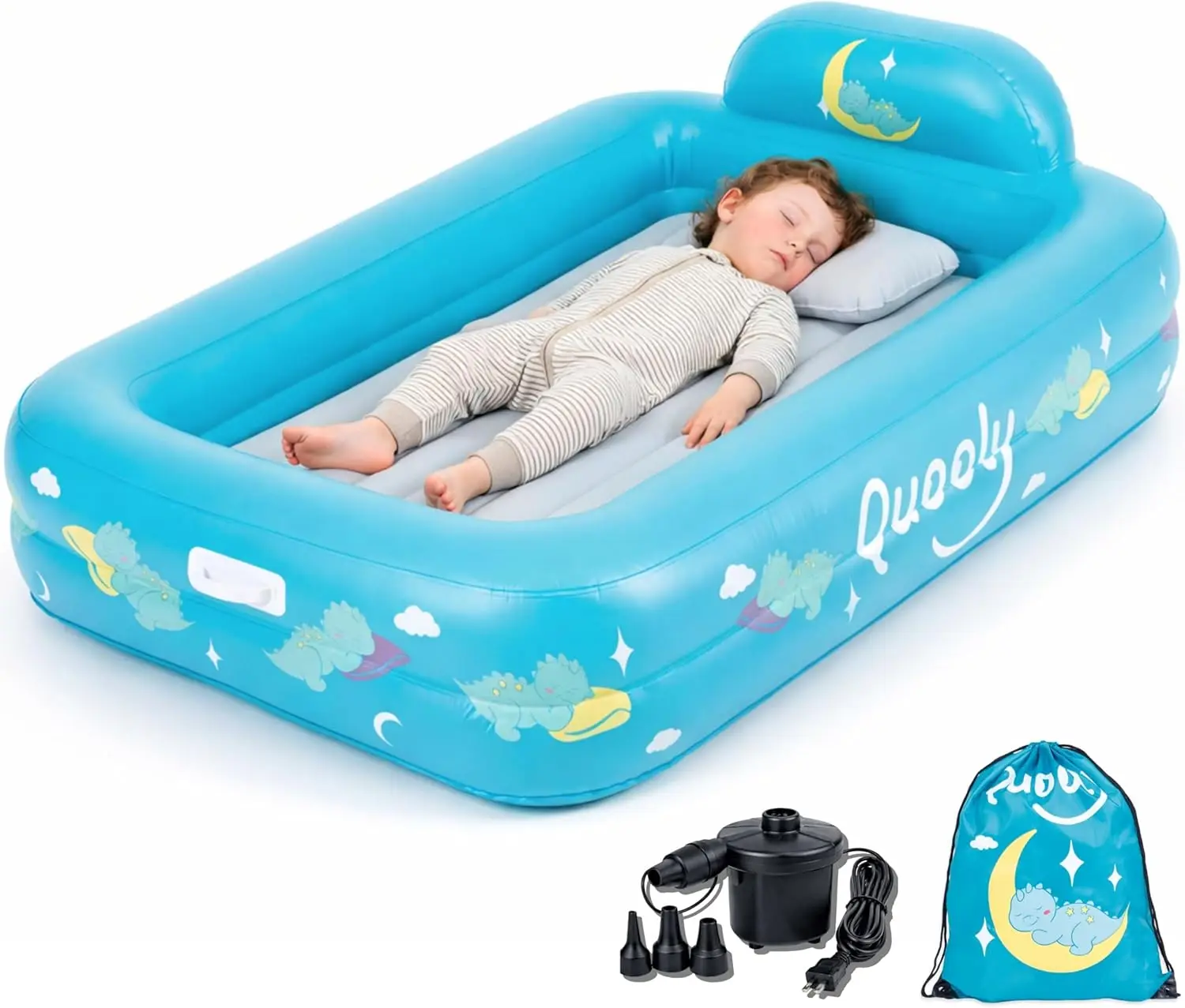 

Портативная надувная кровать для малышей с электрическим насосом для детей 2-7 лет, безопасный надувной матрас для путешествий и кемпинга