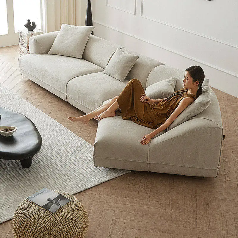 

Modern living room small apartment special-shaped sofa French cream style fabric princess curved simple corner Italian Nordic