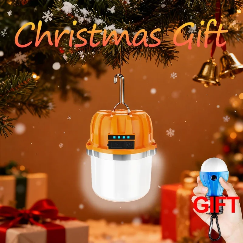 Lampu Camping LED Hadiah Natal, Lampu Gantung Isi Ulang dengan Power Bank, Lampu Darurat Luar Ruangan Dalam Ruangan untuk Tenda Taman Patio