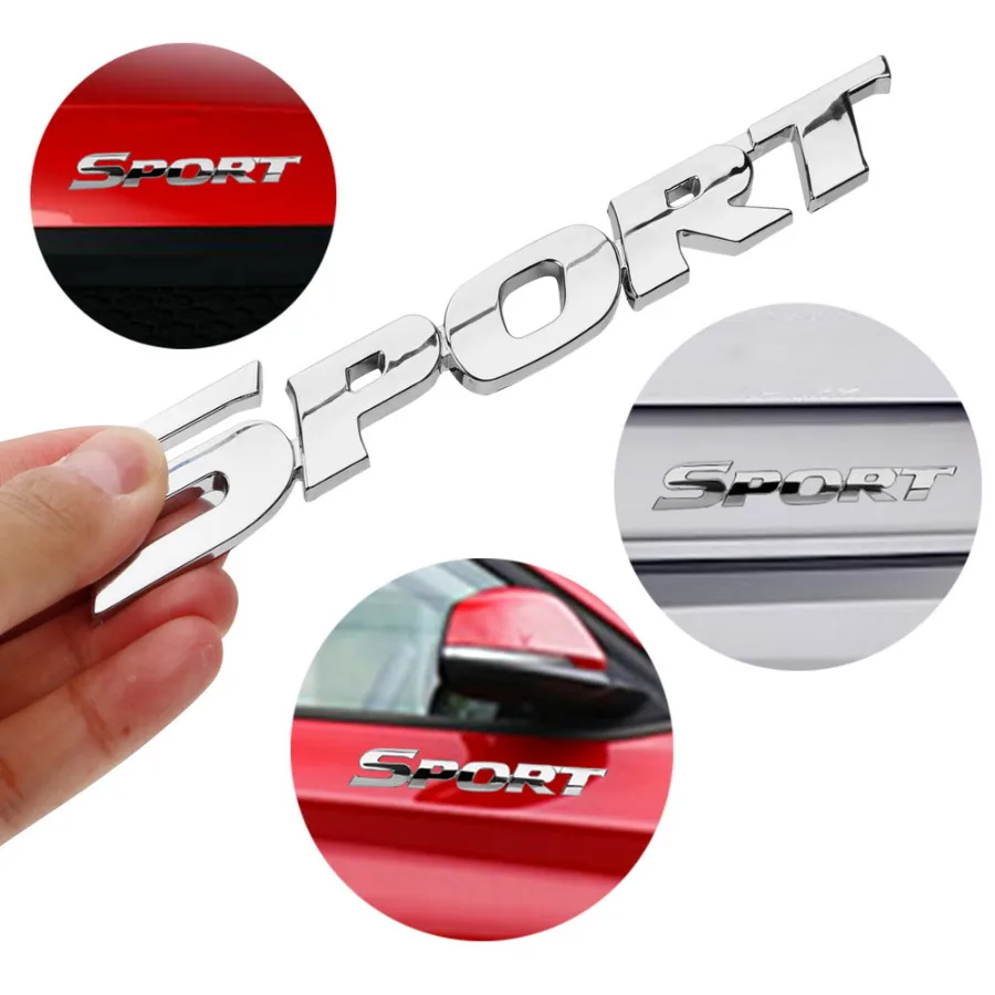 

3D Plastic Chrome Logo Car Sticker SPORT Emblem Badge Car Door Decal Auto Rear Trunk Sticker ABS Plating Car Styling Decal