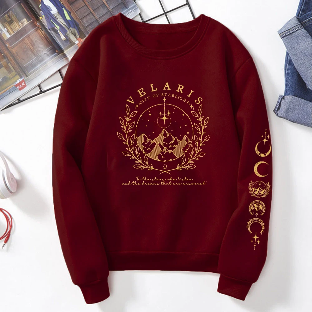 Velaris Sweatshirt with Sleeve Print Shirt ACOTAR Merch Sarah J Maas Sweater City of Starlight Pullover Feyres Tattoo Sweatshirt