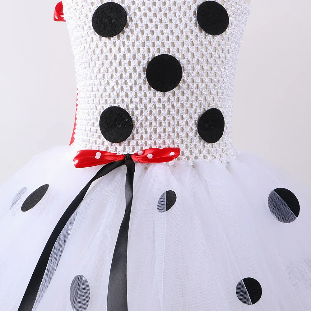 Baby Girls Dalmatian Dog Tutu Dress for Kids Spotty Puppy Costumes Birthday Halloween Outfit Child Animal Clothes with Ears Set