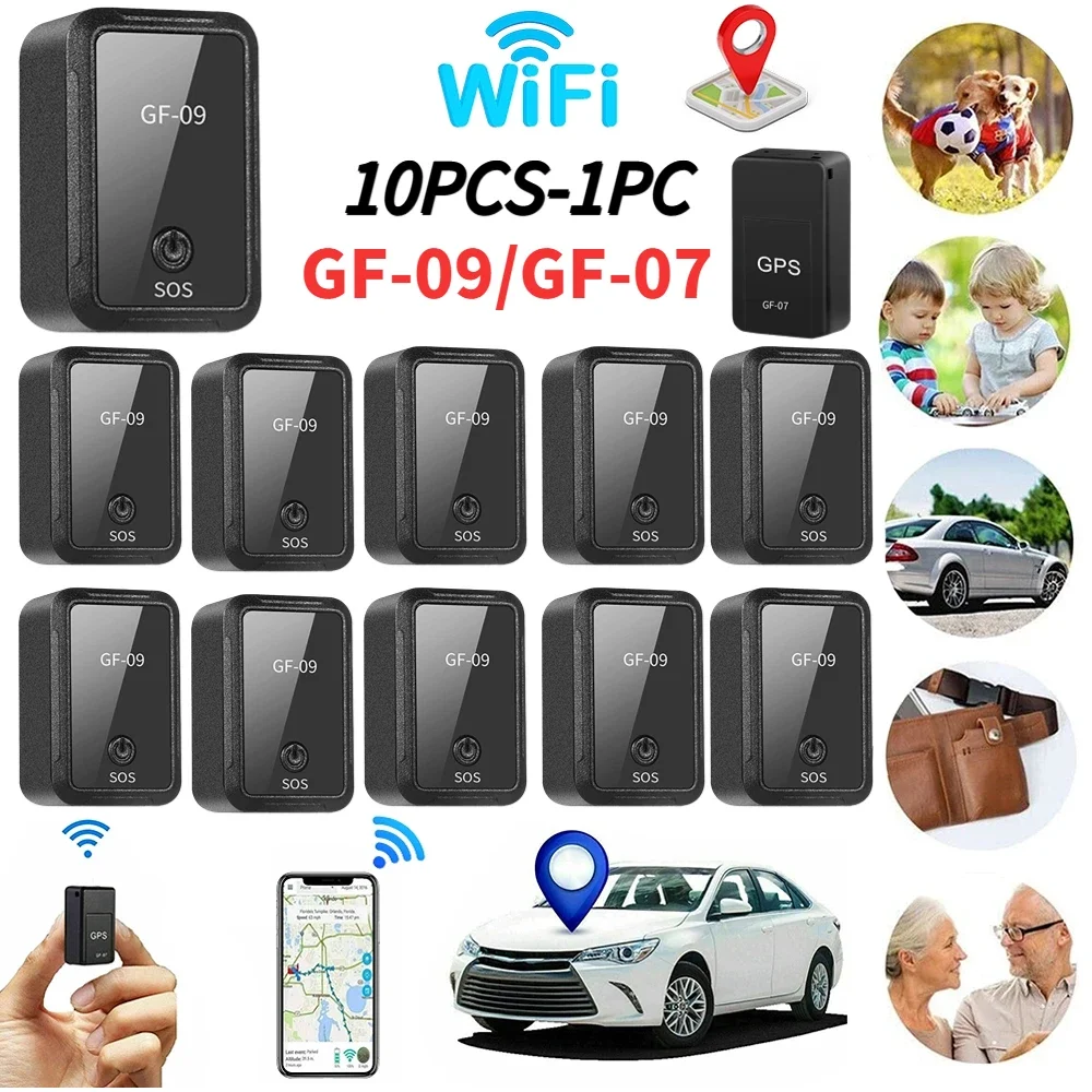 10-1PC GF-09/GF07 GPS Mini Locator GPS Vehicle Tracker Anti-Theft Real Time Tracking WiFi Pets Children Anti-lost SIM Positioner