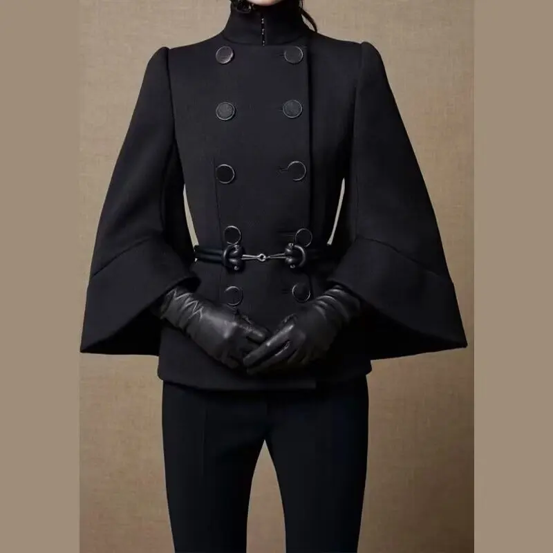 

Однотонные куртки, женское пальто, кардиган, пальто, верхняя одежда с рукавами «летучая мышь», двубортные пуговицы, свободные карманы, High Street