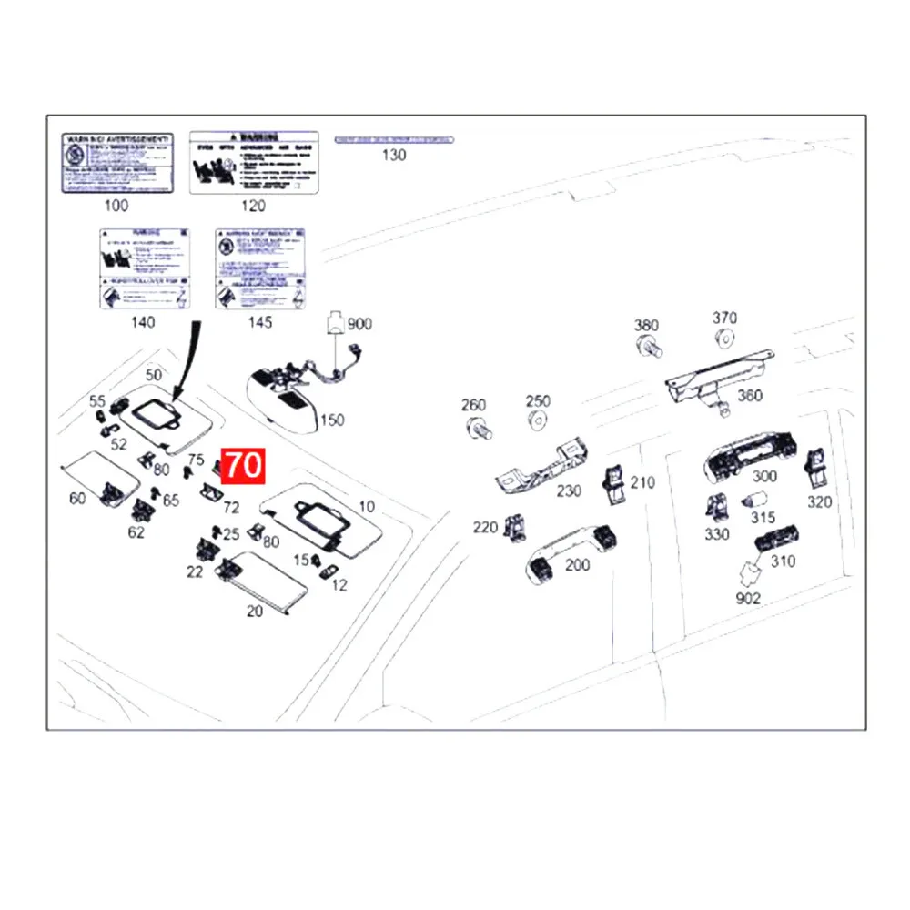 

WXZOS Sale Gray Sun Visor Clip Hook for Mercedes Benz C-class W205 S205 C205 2015-2019