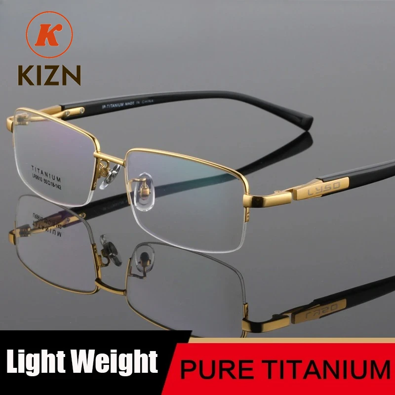 

KIZN 9910 Optical Glasses Pure Titanium Super Light Frame Prescription Eyeglasses Rx Men Glasses for Male Eyewear