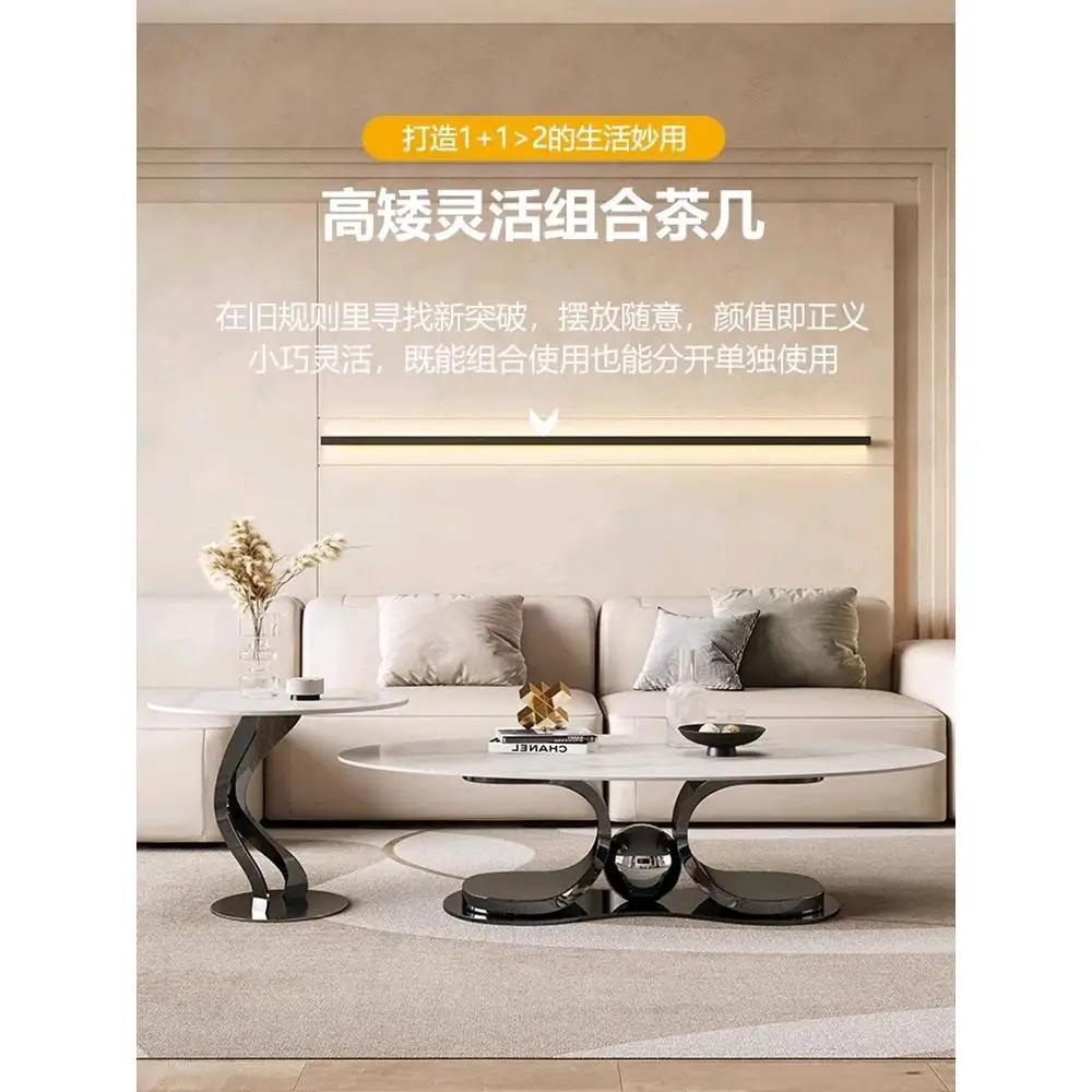 

Oval rock slab coffee table light luxury modern simplicity high sense living room home designer new tea table