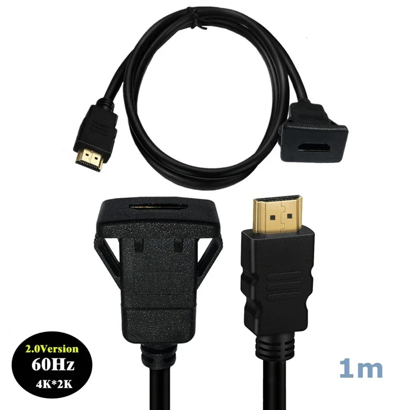 4K 60Hz HDMI-compatible with male to female  Automotive Ship Panel Embedded Installation Connection Waterproof Cable